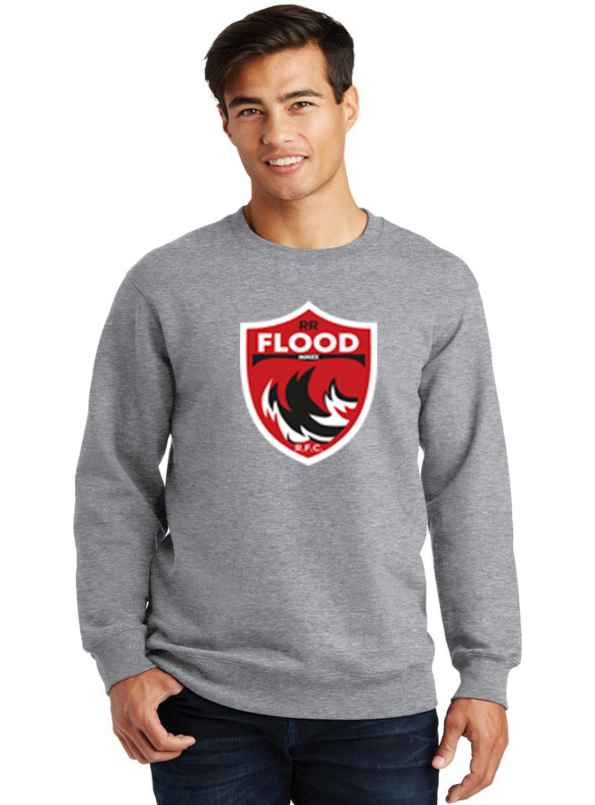 Crew Sweatshirt with Red River Flood Rugby Logo