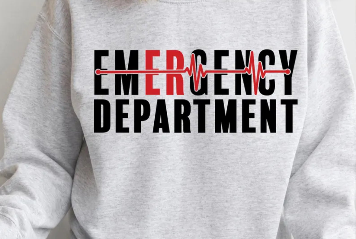 Emergency Department Heart Beat Crew Sweatshirt HEY MAMA GRAPHICS
