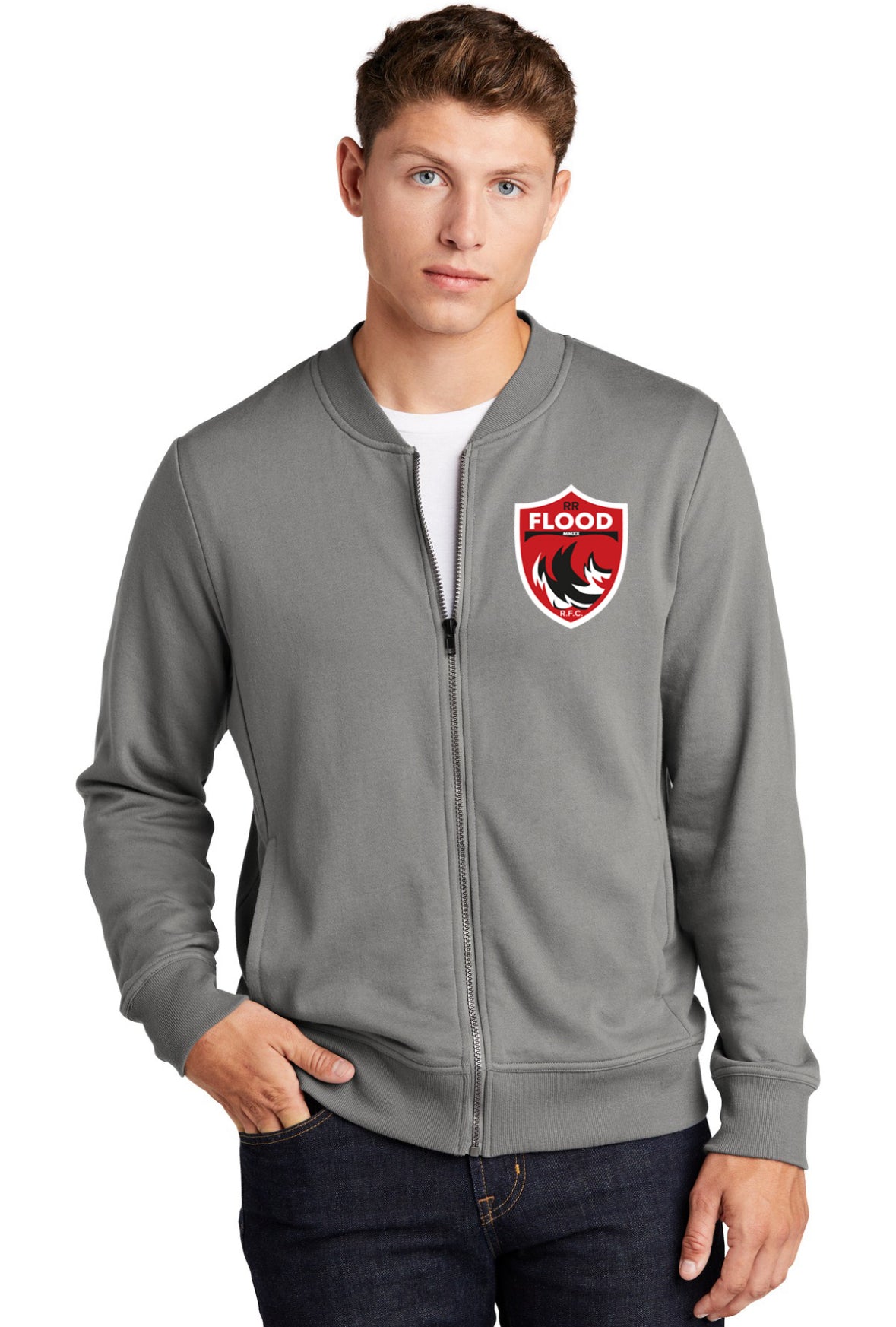 Sport-Tek Lightweight French Terry Bomber With Red River Rugby Shield