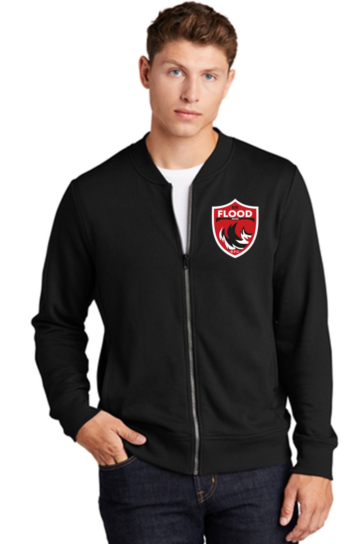 Sport-Tek Lightweight French Terry Bomber With Red River Rugby Shield