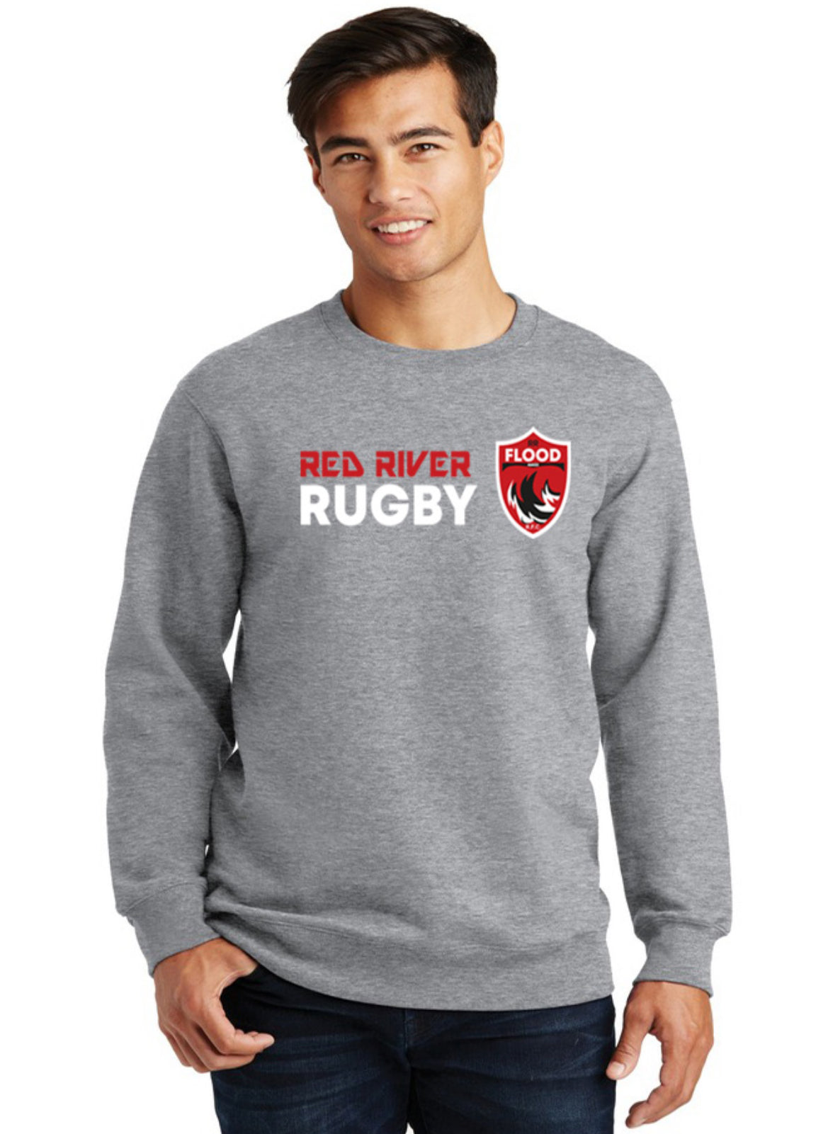 Crew Sweatshirt with Red River Flood Rugby Logo