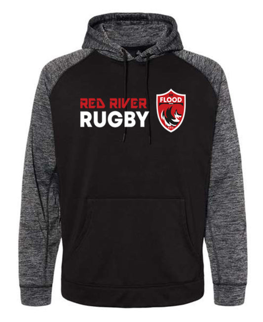 Heather Hoodie Fleece Sweatshirt With Red River Rugby Flood Logo