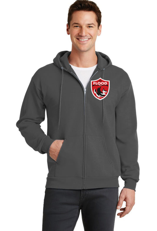 Core Fleece Full-Zip Hooded Sweatshirt with Red River Flood Rugby Logo