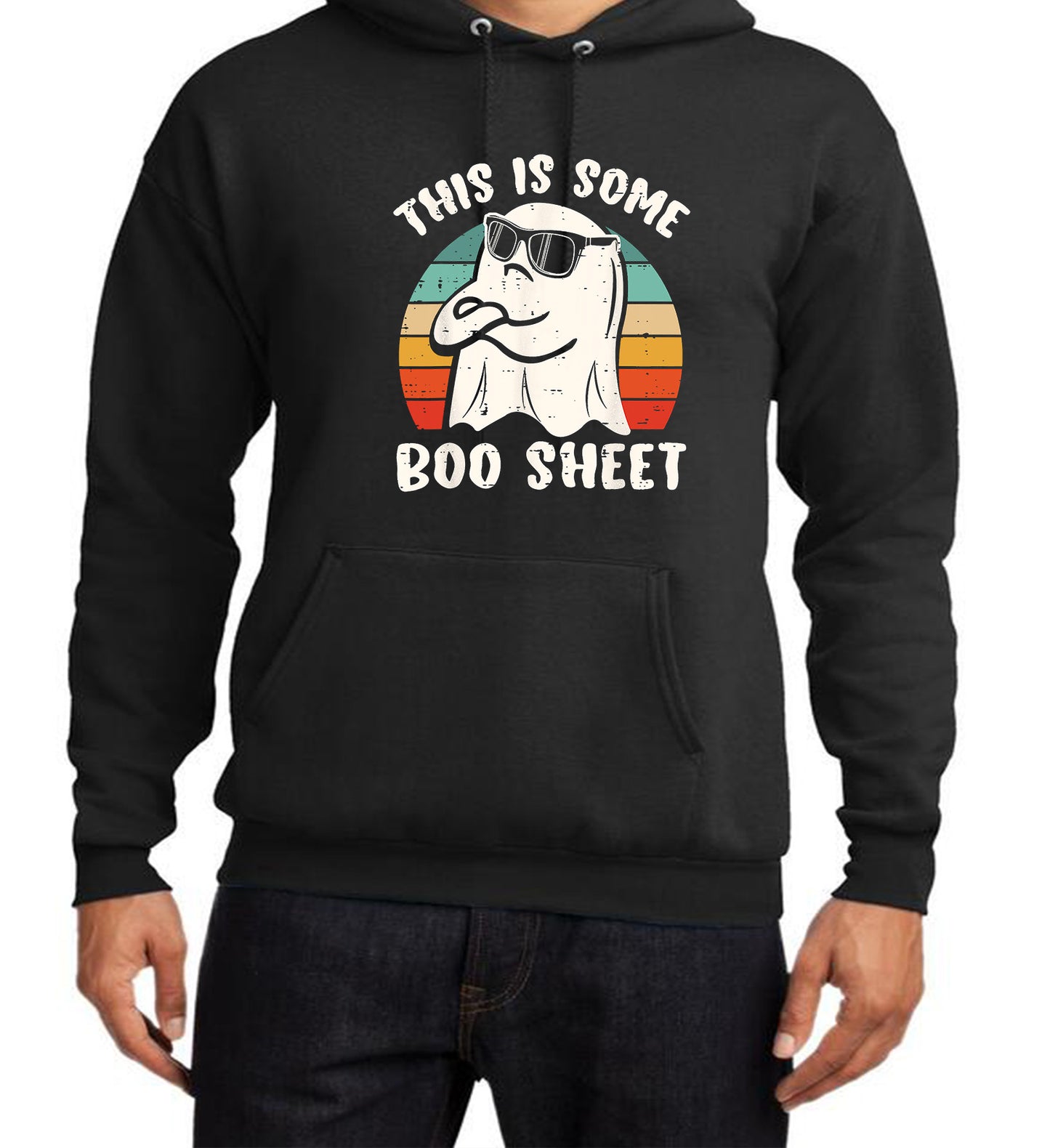 This is some "Boo Sheet" with color background Halloween Holiday sweatshirt