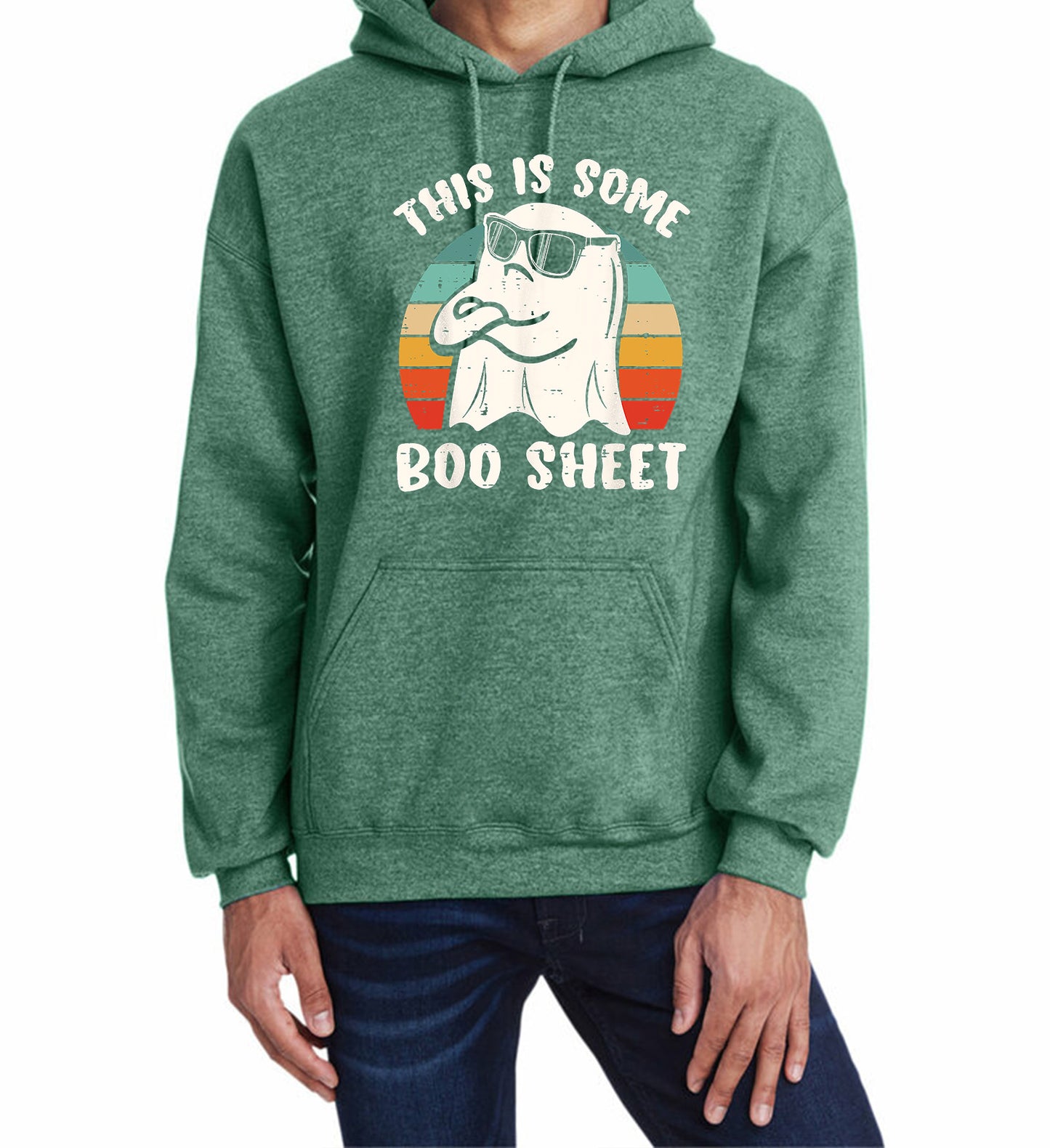 This is some "Boo Sheet" with color background Halloween Holiday sweatshirt