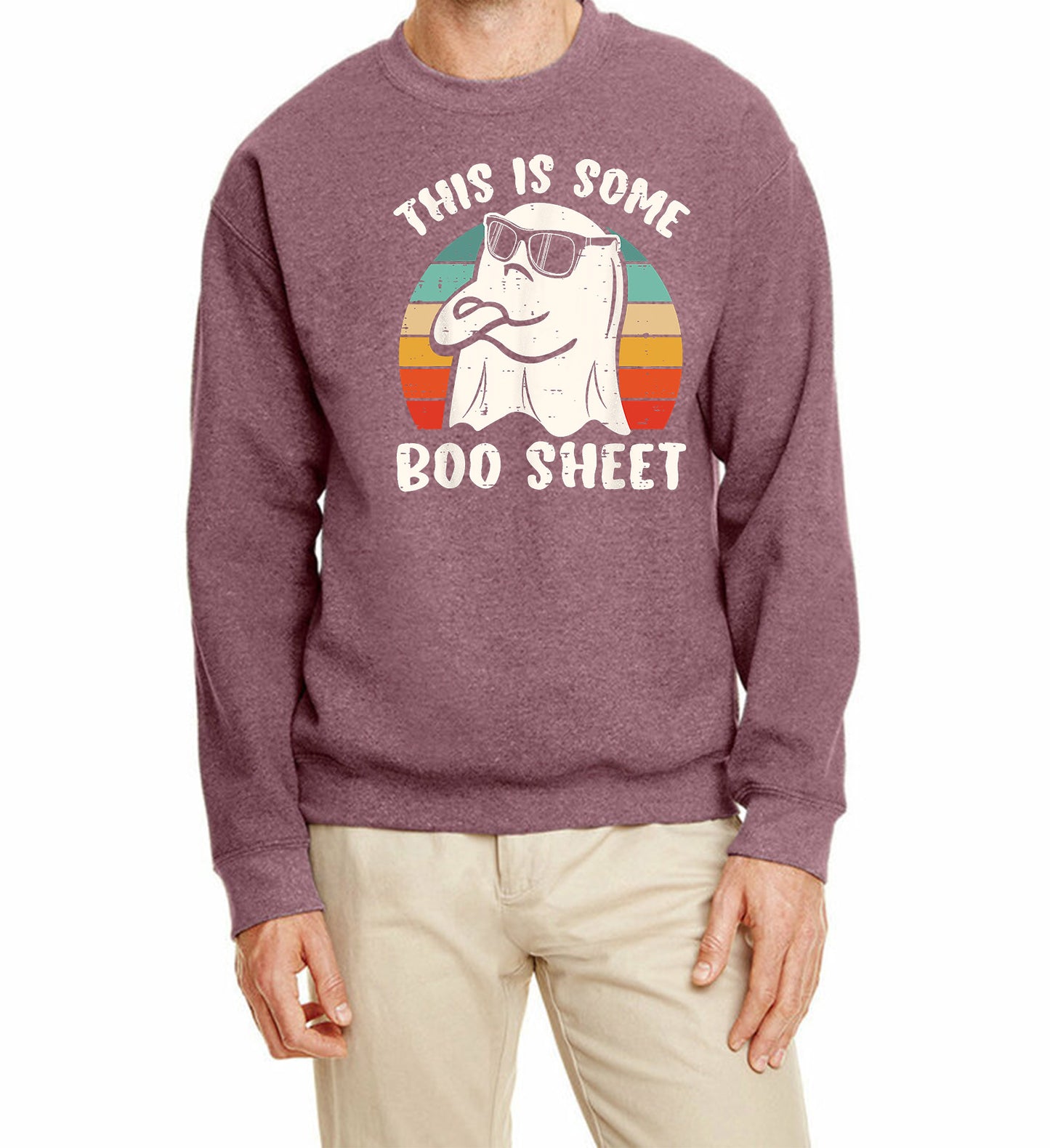 This is some "Boo Sheet" with color background Halloween Holiday sweatshirt