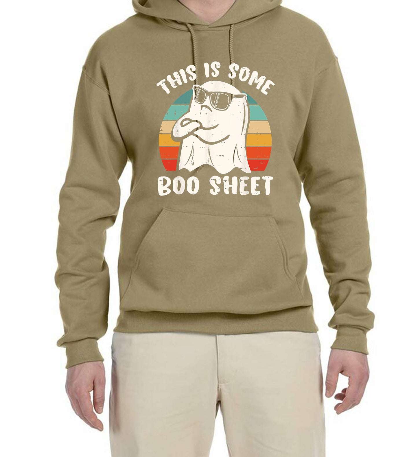 This is some "Boo Sheet" with color background Halloween Holiday sweatshirt