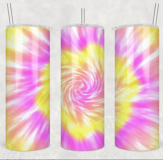 Pink and Yellow Tie Dye Tumbler